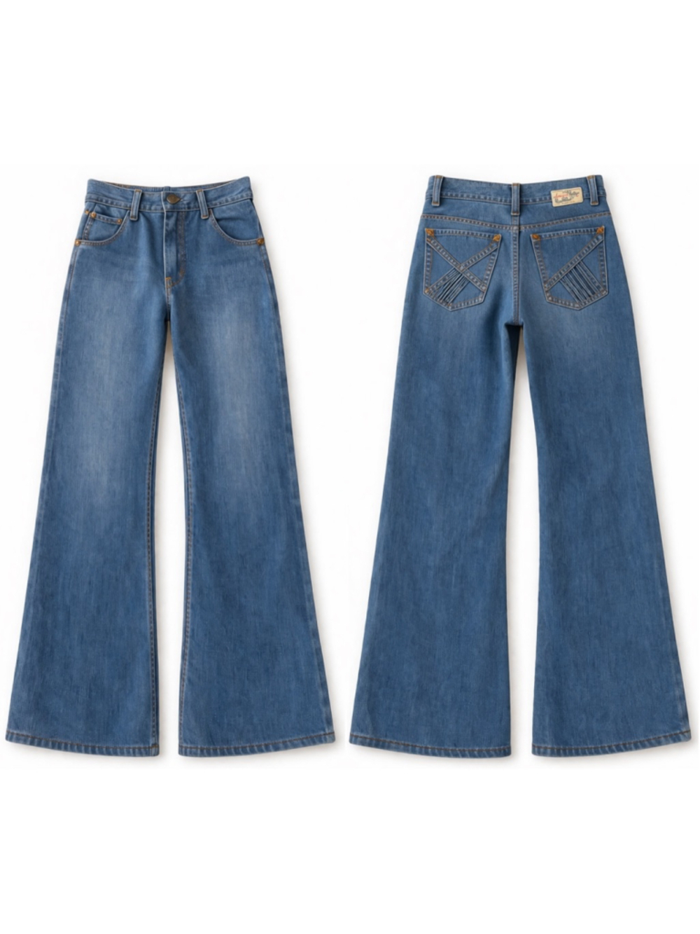 Vintage 70s American Heritage Bell Bottom Jeans High Rise Flare Denim
